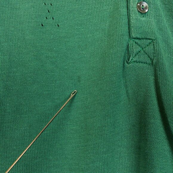 Energie Gold Miss Sixty Polo Shirt Women S Green Argyle Golf Italy Y2K VTG FLAWS - Picture 8 of 14